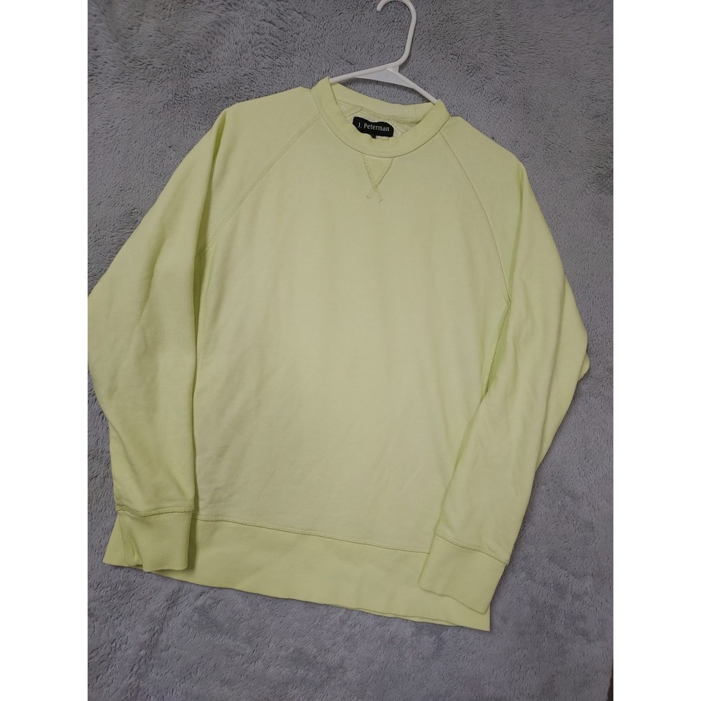 J Peterman Pullover Mens Medium Sweatshirt Raglan Sleeve Yellow Green Fllece M